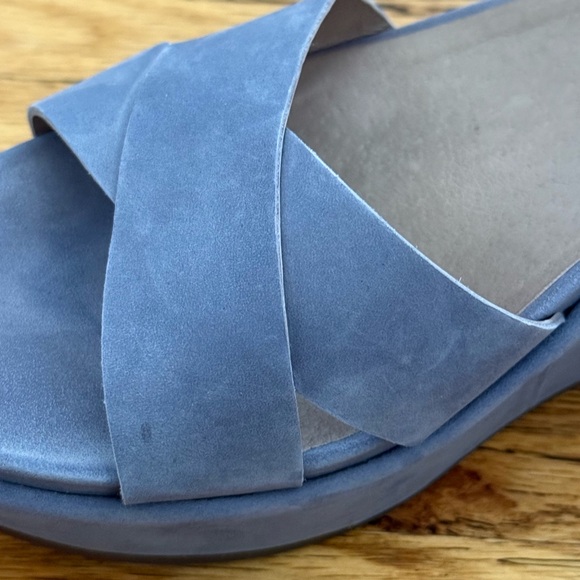 Abeo Light Blue Hana Wedge Sandals Suede - Picture 9 of 13